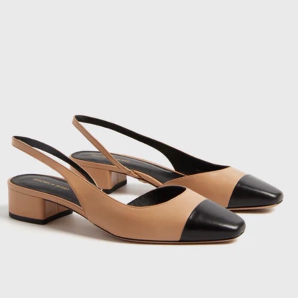 Veronica Beard Black and Tan Cecile Slingback Heels Sz 7.5